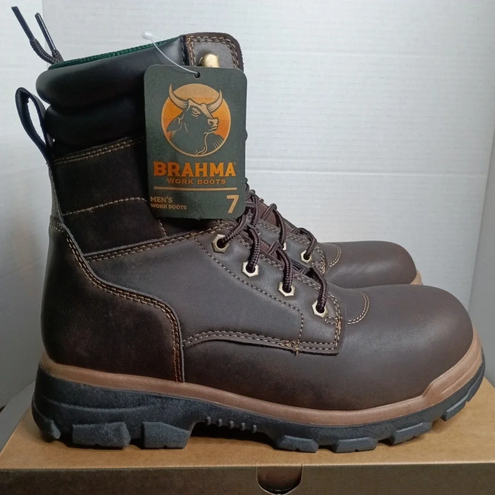 Brahma‎ Koa Mens Steel Toe Work Boots Size 7 Brown Breathable Speed Lacing NWT